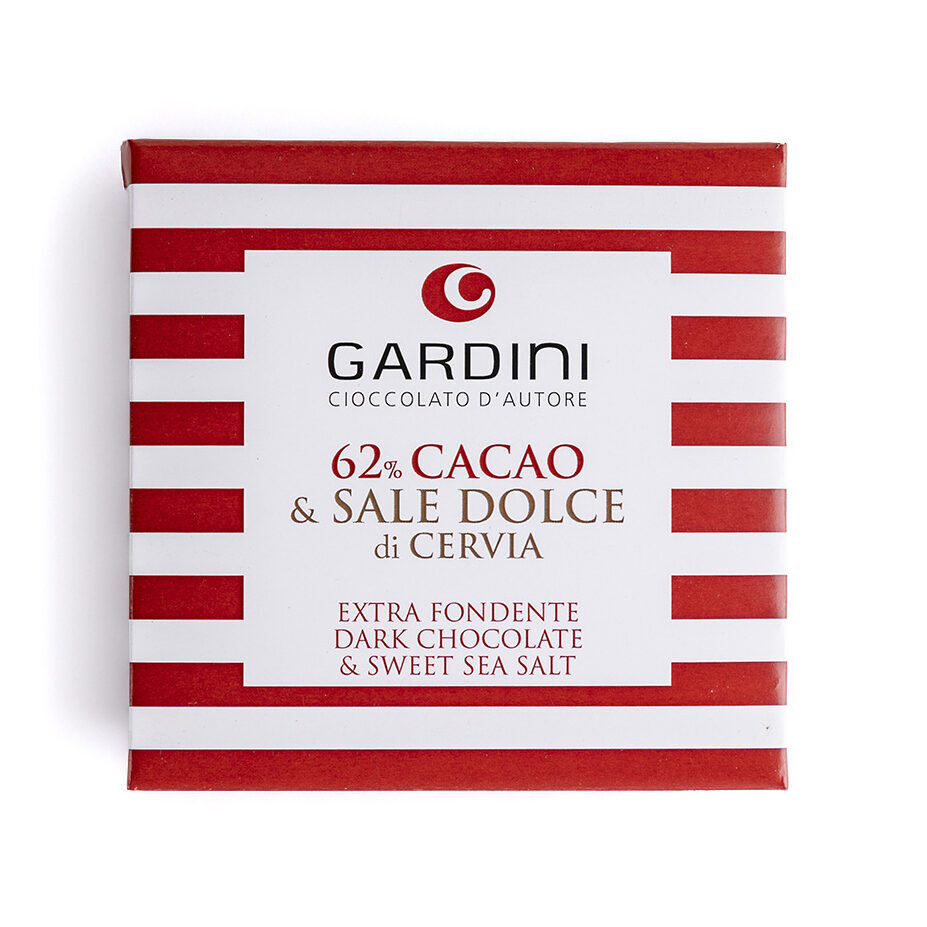 Tavoletta di cioccolato fondente gardini con sale dolce di Cervia